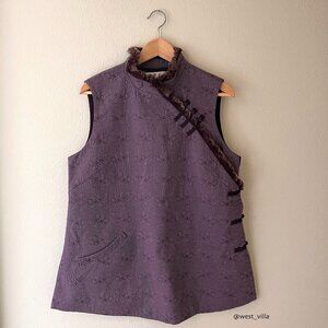 Women Chinese Style Cheongsam Vest Sleeveless Waistcoat Tang Suit Quilted Purple
